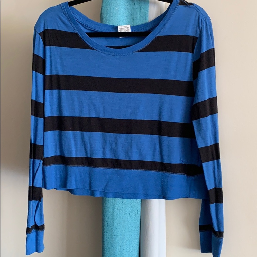 Blue & black Pink by VS cropped long sleeve